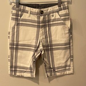 NWT, Route 66 kids shorts, cream color (off white),  and gray plaid, Size 10
